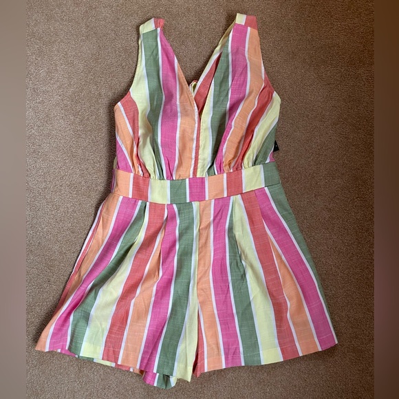 New York and Company Stripe Romper - Picture 2 of 5